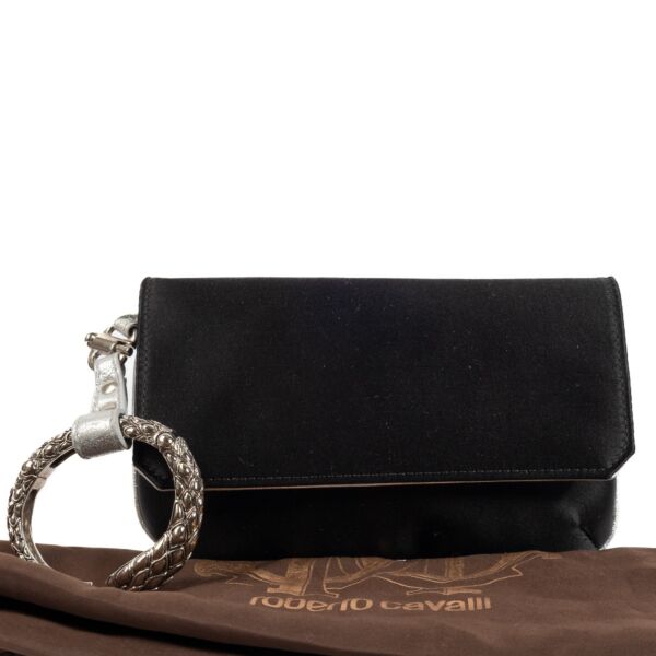 Roberto Cavalli Black Satin Clutch