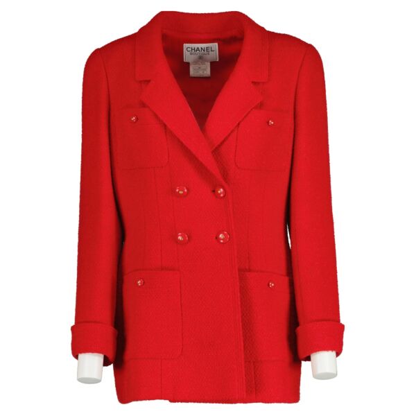 Shop 100% authentic second-hand Chanel 95A Red Glitter Tweed Jacket in FR42 on Labellov.com