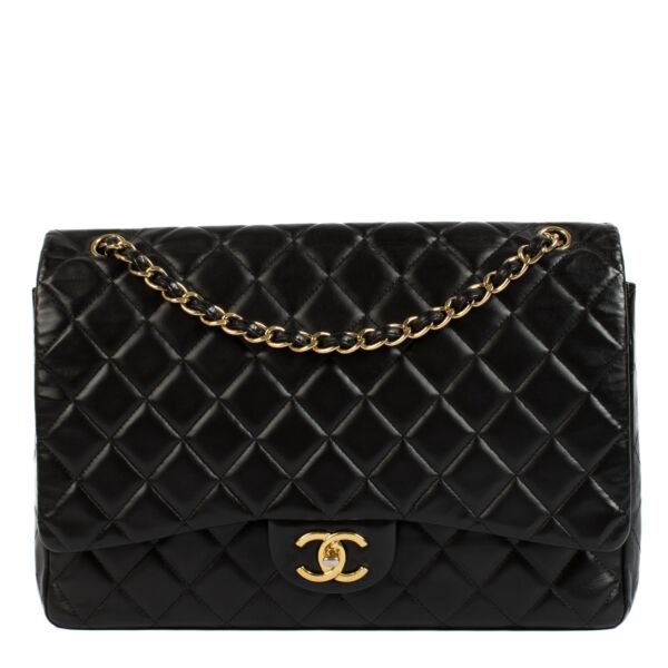 Chanel Black Lambskin Maxi Classic Single Flap Bag