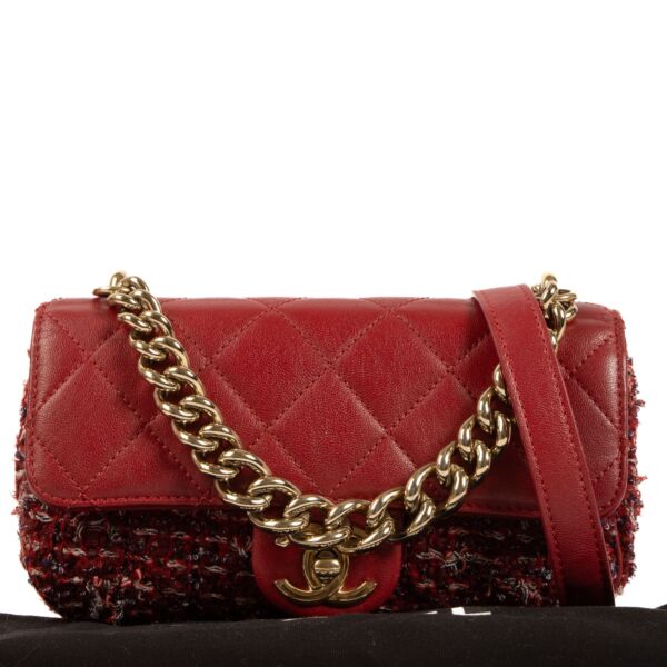 Chanel Scarlet Red Extra Mini Tweed Flap Bag