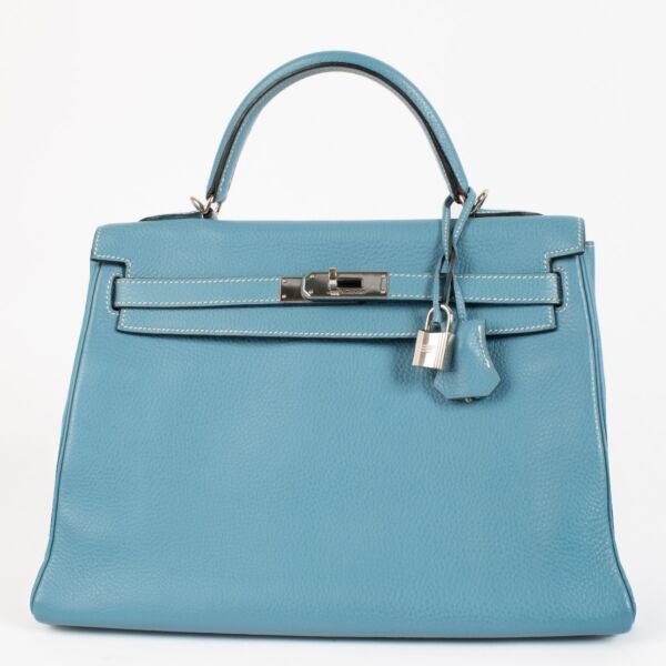 Hermès Kelly 32 Bleu Jean Togo PHW