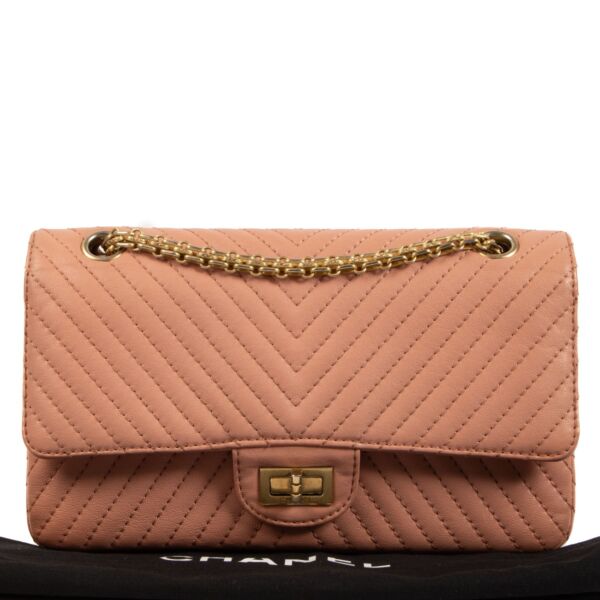 Chanel Salmon Pink Chevron Goatskin Medium 2.55 Bag
