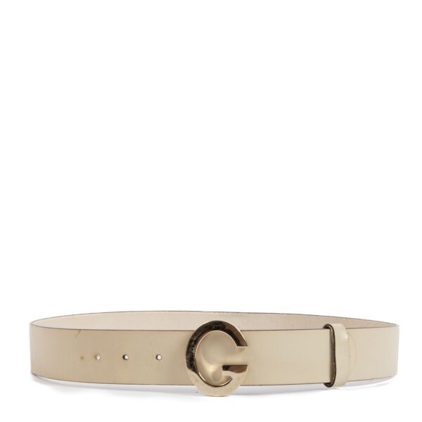 Gucci Cream G Leather Belt - size 90
