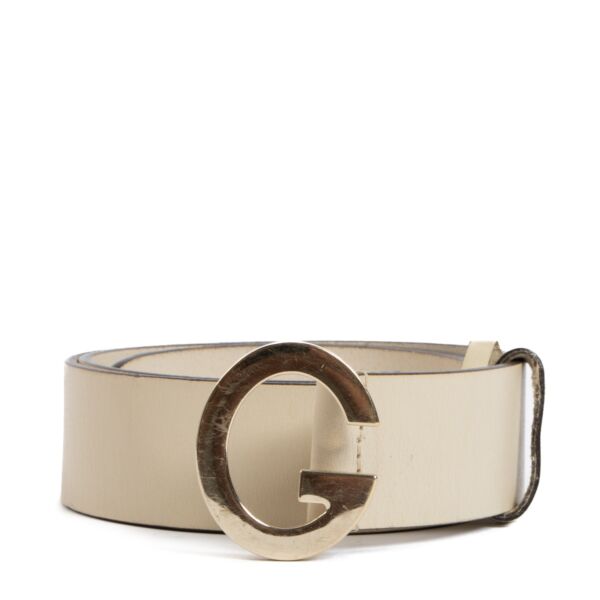shop 100% authentic second hand Gucci Cream G Leather Belt - Size 90 on Labellov.com