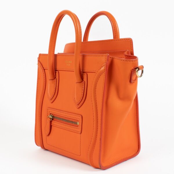 Celine Orange Luggage Nano Top Handle