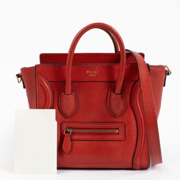 Celine Red Luggage Nano Top handle 