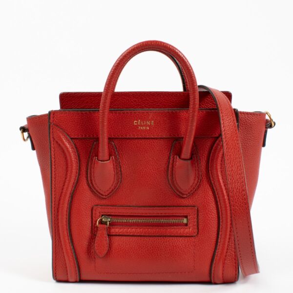 Shop safe online at Labellov in Antwerp, Brussels and Knokke this 100% authentic second hand  Celine Red Luggage Nano Top handle
