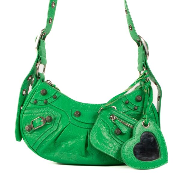 Shop safe online at Labellov in Antwerp, Brussels and Knokke this 100% authentic second hand Balenciaga Green Le Cagole XS Crossbody Bag