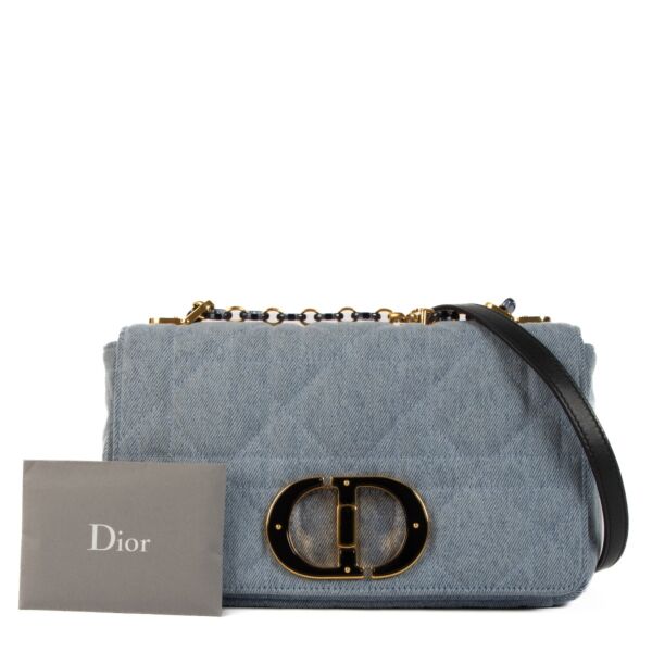 Christian Dior Denim Macro Cannage Medium Caro Bag 