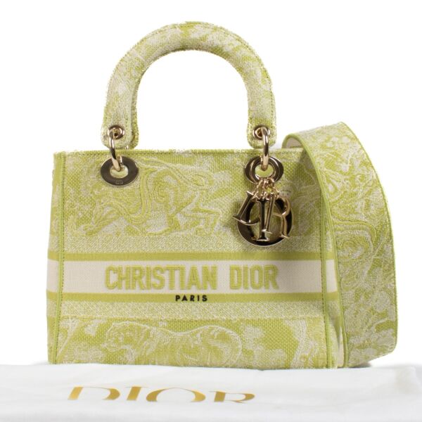 Christian Dior Green Toile De Jouy Medium Lady D-Lite Bag