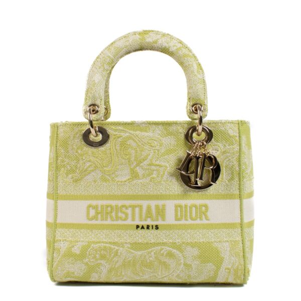 Christian Dior Green Toile De Jouy Medium Lady D-Lite Bag