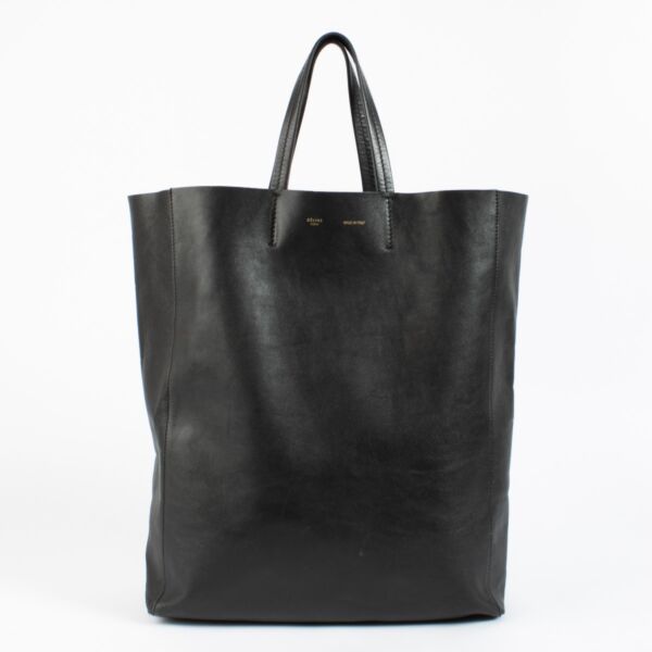 Celine Black Leather Cabas Tote Bag