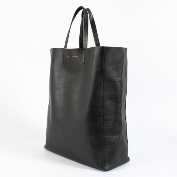 Celine Black Leather Cabas Tote Bag