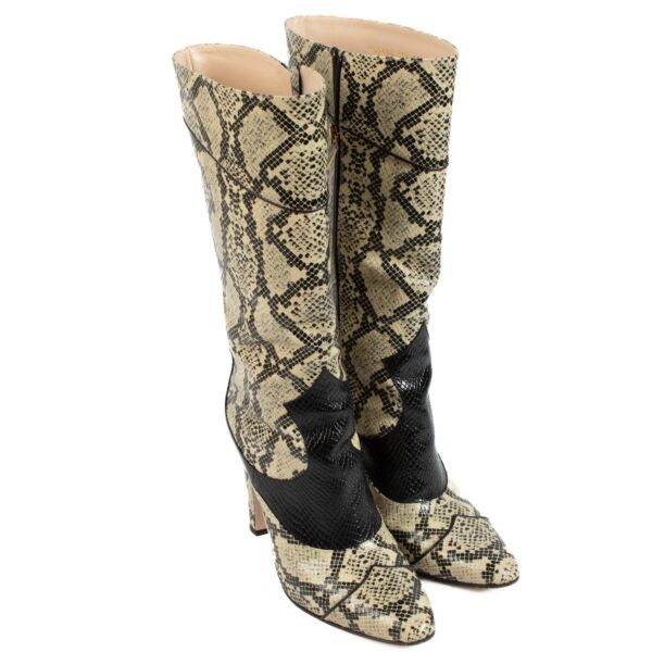 Gucci Snakeskin Embossed Boots - Size 39
