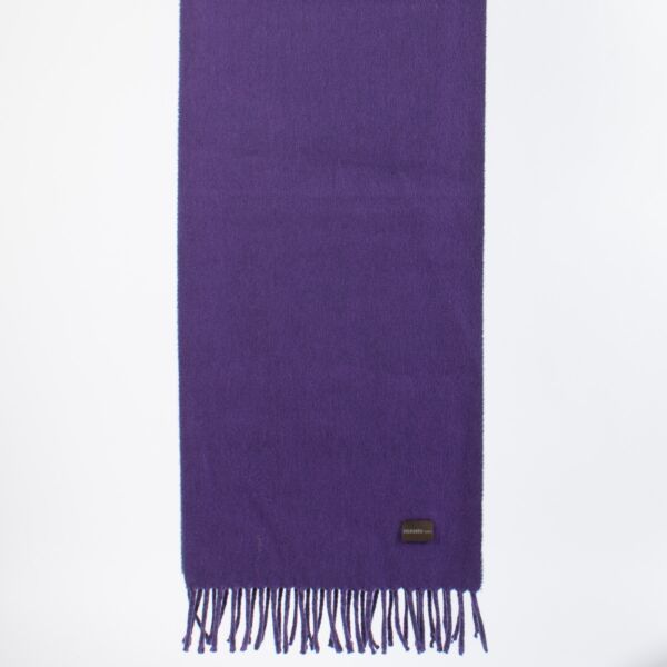 Hermes Reversible Purple Cashmere Muffler Scarf