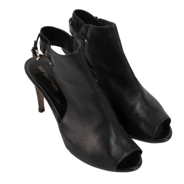 Sergio Rossi Black Leather Open Sandals - Size 39