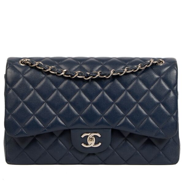 Chanel Navy Caviar Leather Large Classic Bag