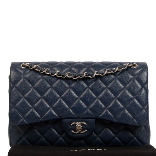 Chanel Navy Caviar Leather Large Classic Bag