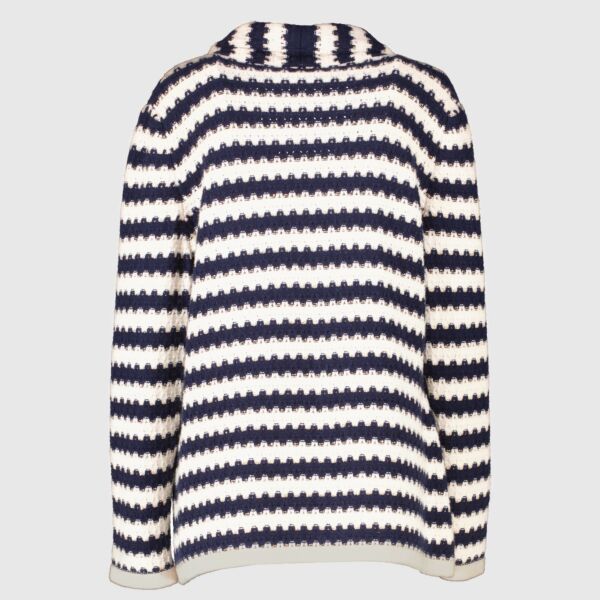 Chanel 21C Blue Striped Knit Jacket - Size FR46
