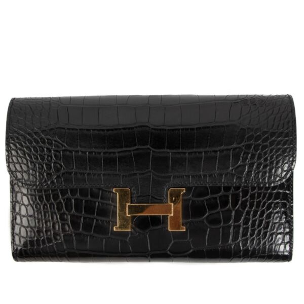Hermès Black Alligator Constance Long Wallet
