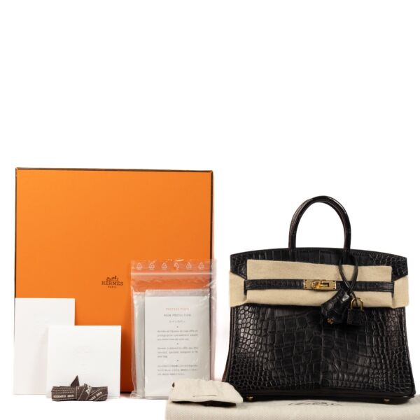 Hermès Birkin 25 Black Mat Alligator GHW