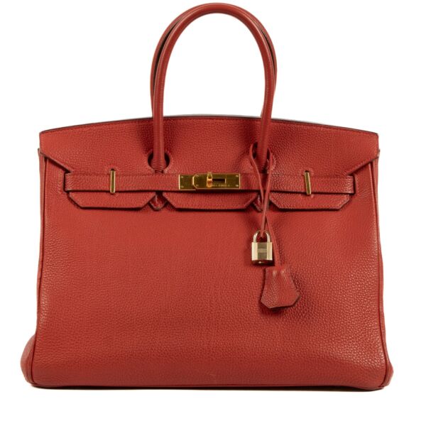 Hermès Birkin 35 Rouge Vif Taurillon Clemence Gold Hardware