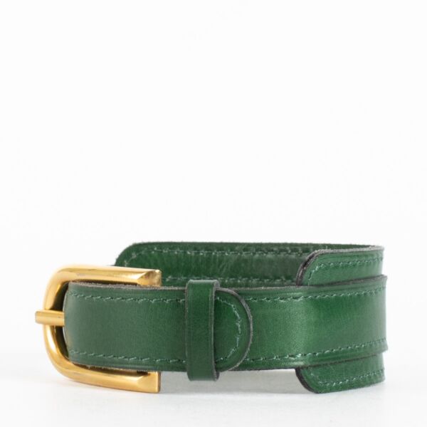 Delvaux Vintage Green Leather Bracelet 
