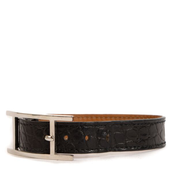 Hermès Black Alligator Hapi Bracelet - Size L