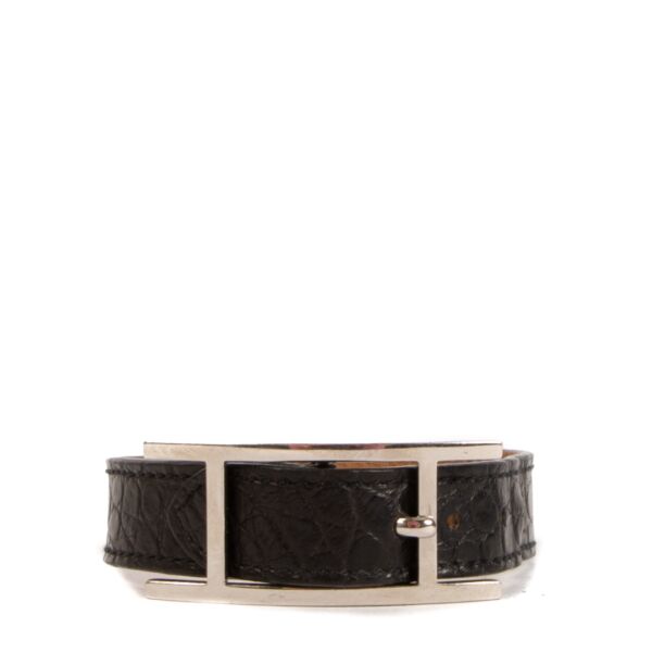 Hermès Black Alligator Hapi Bracelet - Size L