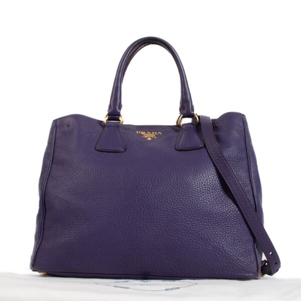 Prada Purple Vitello Daino Tote Bag