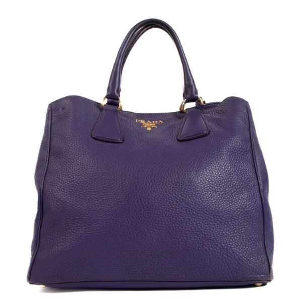 Buy an authentic Prada Vitello Daino purple Tote Bag on LabelLov.com