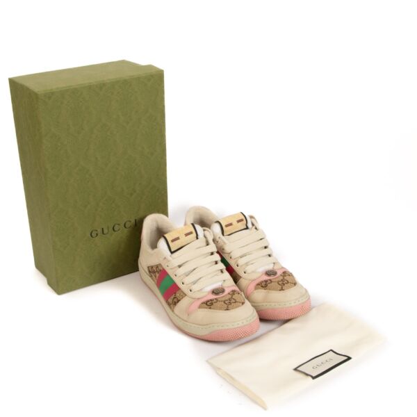 Gucci Pink Crystal-embellished GG Screener Sneakers - size 38