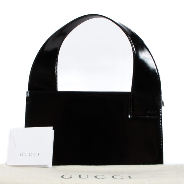 Gucci by Tom Ford Black Polished Leather Shoulder Bag