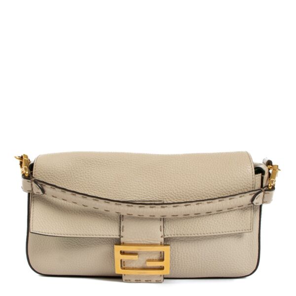 Shop an authentic Fendi Beige Camellia Cuoio Romano Leather Baguette Bag on Labellov.com