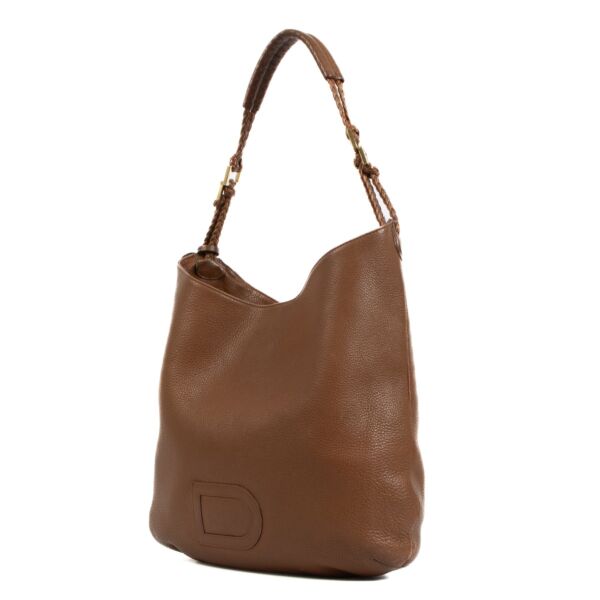 Delvaux Brown Leather Louise Tressé GM Shoulder Bag