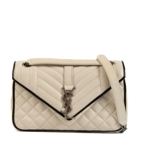 Saint Laurent Cream Medium Soft Envelope Bag