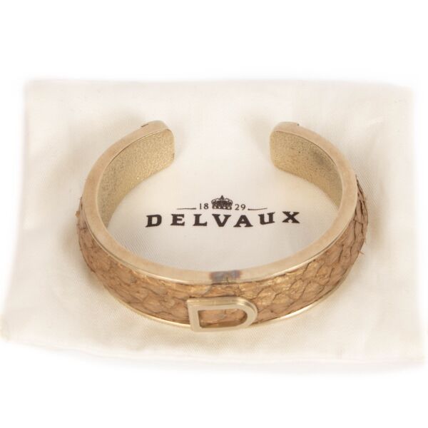 Delvaux Gold Shimmer Exotic Fish Skin Bangle Bracelet