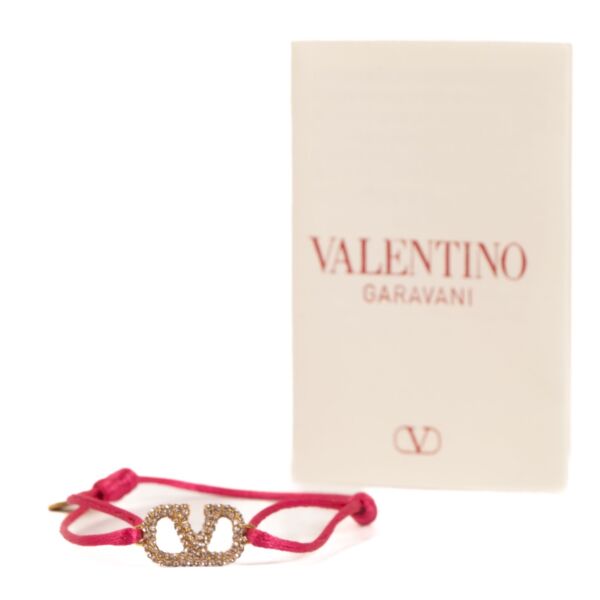 Valentino Garavani Pink VLogo Crystal Bracelet