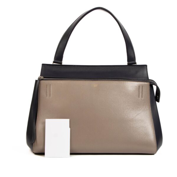 Celine Bicolor Leather Edge Large Top Handle Bag