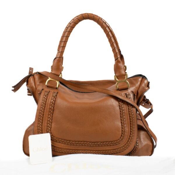 Chloé Tan Leather Large Marcie Top Handle Bag