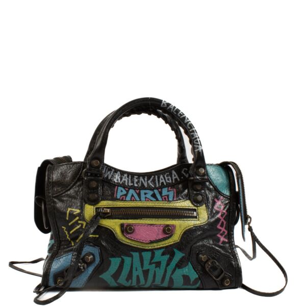 Authentic second hand Balenciaga Black Mini City Graffiti on Labellov.com