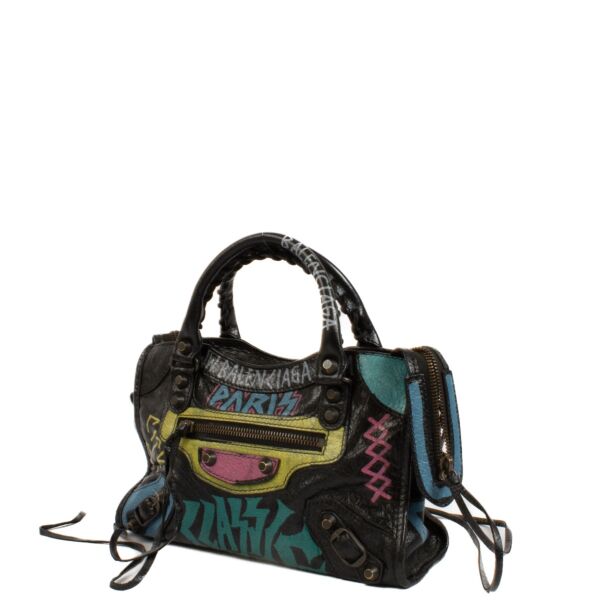 Balenciaga Black Mini City Graffiti Bag