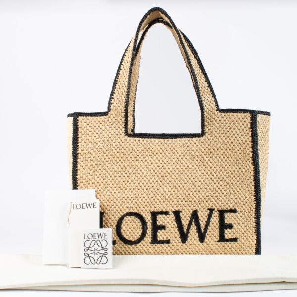 Loewe Large Raffia Font Tote
