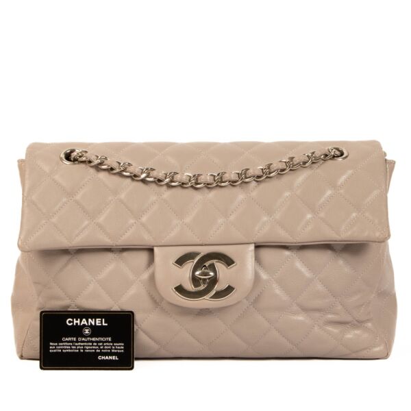 Chanel Grey Calfskin Maxi Classic Bag