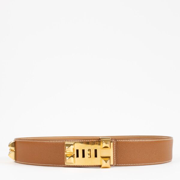 Hermès Gold Courchevel Collier De Chien 32 Belt - Size 80