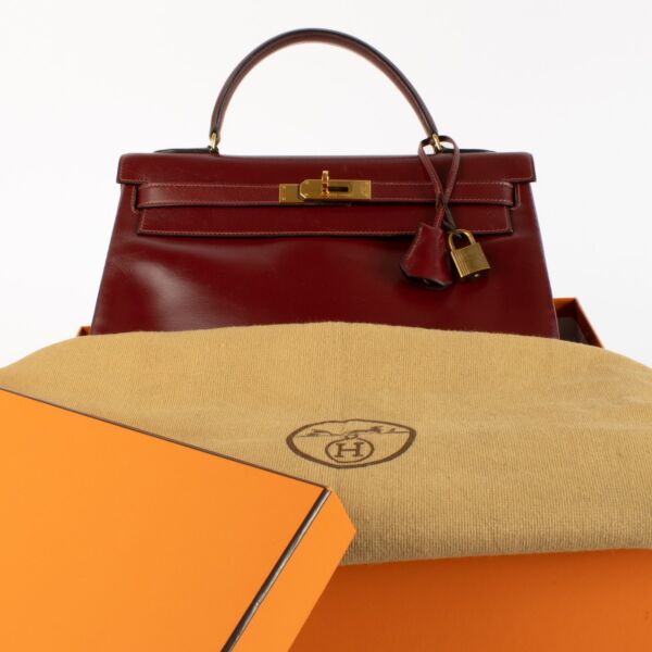 Hermès Vintage Kelly 32 Rouge H Box GHW
