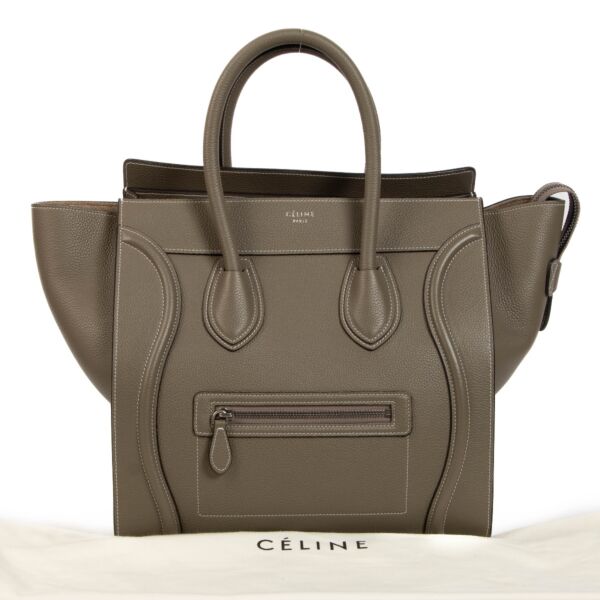 Celine Grey Drummed Leather Mini Luggage Bag