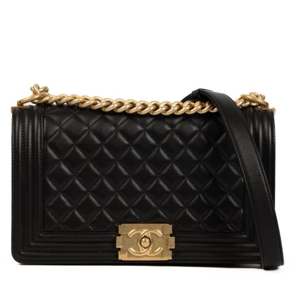 Chanel Black Calfskin Medium Boy Bag