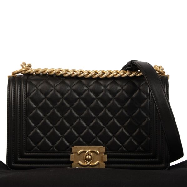 Chanel Black Calfskin Medium Boy Bag