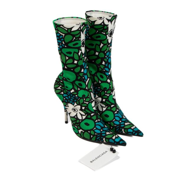 Balenciaga Multicolor Floral Print Knife Ankle Boots - Size 37